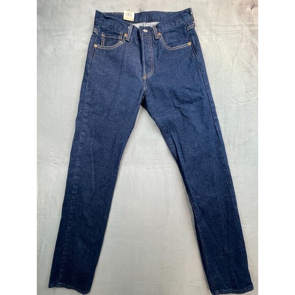 Levis 501 Button Fly Jeans Original Fit Straight Leg Mens Sz 32 X 36 Dark Wash - Picture 2 of 12